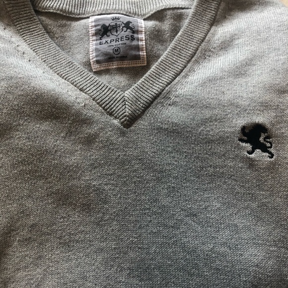 EXPRESS Men’s Grey V Neck Cotton Sweater SZ M. - Picture 8 of 8